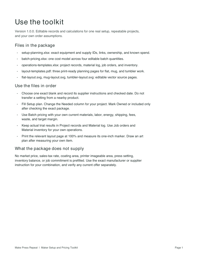 Preview of the toolkit usage guide
